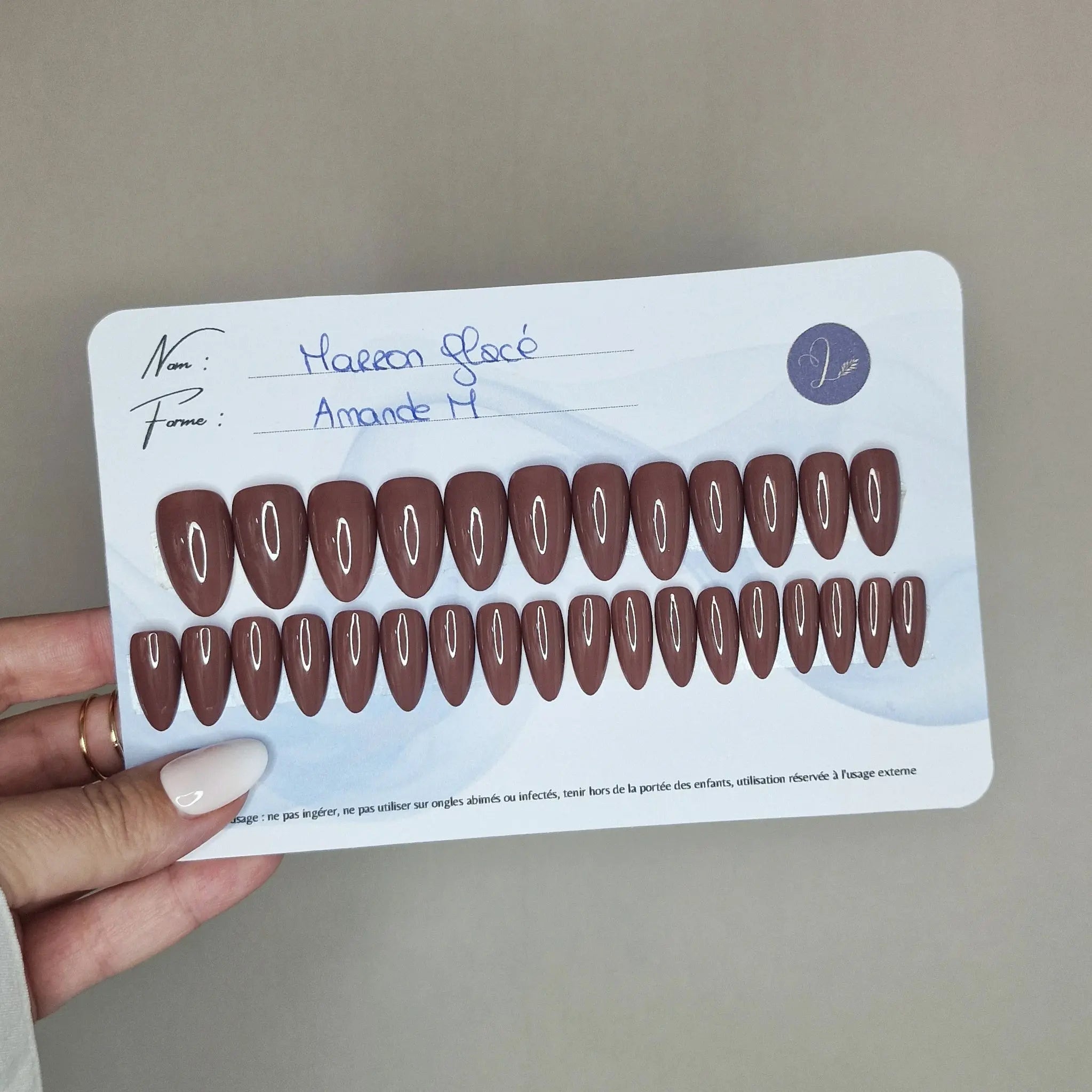 Marron Glacé - Press On Nails  (Rond) Lourya Studio